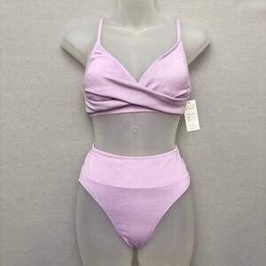 Cupshe Lavender Twisted Crinkle Bikini Swimsuit Size S